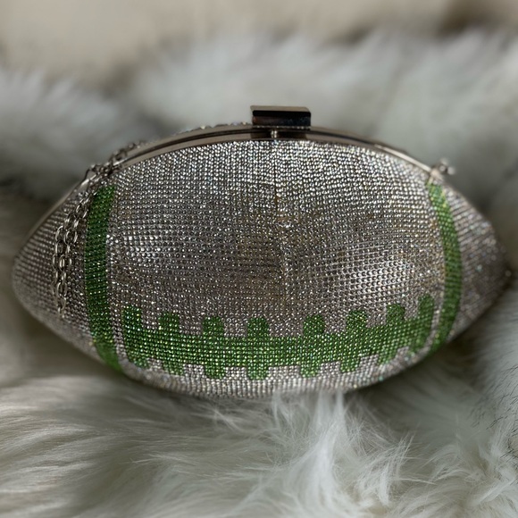 AKIRA Silver and Green Football Clutch - Picture 8 of 13